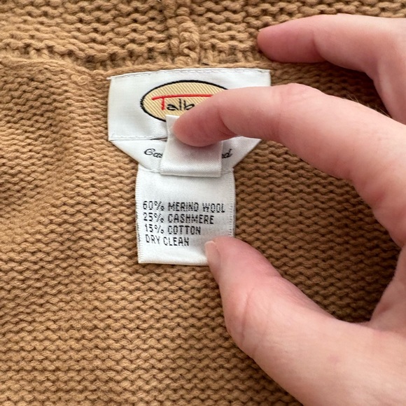 Vintage Talbots wool/cashmire/cotton blend tan cardigan size large - Picture 6 of 7